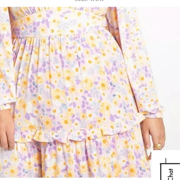Eloquii Pastel Floral Tiered Long Sleeve Maxi Dress NWT - Picture 3 of 10